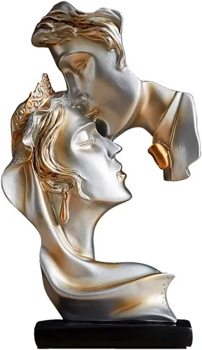 Las estatuas de los amantes de los besos, regalo de boda adecuado, para armario de escritorio, decoración del hogar, altura 10.2 pulgadas (champán)