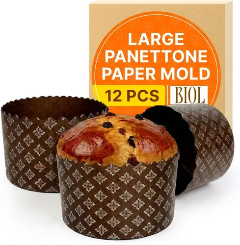 Moldes de papel de pan de Pascua de 25 oz para hornear 24.69 oz molde de papel Panettone grande, paquete de 12 unidades antiadherentes Kulich Paska