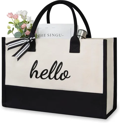 Miniatura 388 de TOPDesign Personalized Initial Canvas Beach Bag, Monogrammed Gift Tote Bag for Women