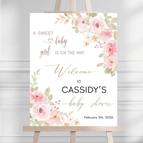 Welcome Baby Girl Baby Shower Sign, Personalized Baby Shower Welcome Sign Board, Custom Baby Shower Yard Sign, Baby Shower Party Decoration Sign for