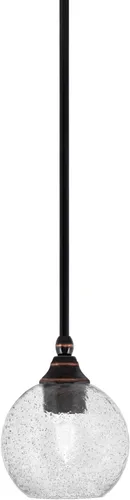 Miniatura 205 de Toltec Lighting Tallo Colgado Mini colgante, acabado de cobre negro, 3.5" cuadrado humo burbuja vidrio