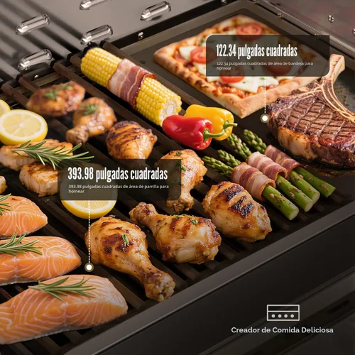 Miniatura 2 de Parrilla de gas propano incorporada premium de 4 quemadores, acero inoxidable 304 todo engrosado, 32,000 BTU con 516 pulgadas cuadradas de espacio