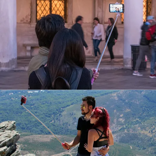 Miniatura 4 de Cellet Selfie Stick, extensible autorretrato selfie monopie de mano con cable auxiliar para teléfonos inteligentes - negro