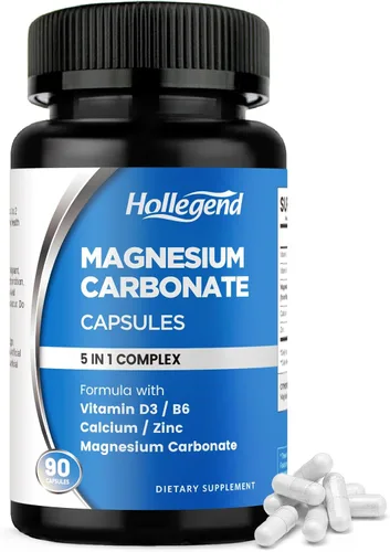 Cápsulas de carbonato de magnesio, suplemento de carbonato de magnesio de 500 mg con calcio, vitamina B6, D3, zinc para la salud digestiva, muscular