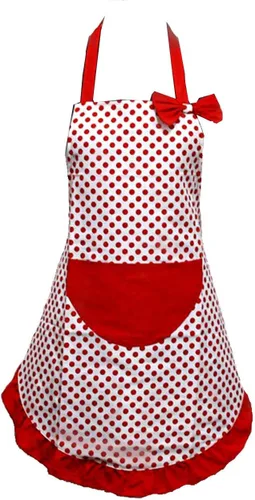 Miniatura 2 de Hyzrz - mandil histoso, amoroso, para mujeres, con lunares, de lona, mandil de cocina o restaurante, para mujeres y niñas con bolsillo