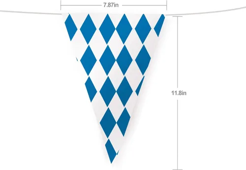 Miniatura 2 de Bandera de banderín de Oktoberfest de 150 pies – 5 paquetes de doble cara Oktoberfest bávara fiesta bávara banderas decorativas a cuadros azules