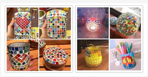 Miniatura 4 de Azulejos de mosaico, azulejos de vidrio, piezas de vidrio de mosaico de cristal brillante cuadrado a granel para decoración del hogar o manualidades