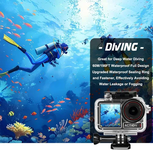 Miniatura 7 de BO&DQQ Carcasa Subacuática Impermeable Compatible con DJI Osmo Action 5 Pro/Action 4/Action 3, Funda de Cubierta de Buceo de 50 m/164 pies con Kit