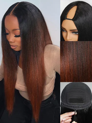 Miniatura 22 de KLAIYI Peluca de cabello humano con encaje frontal precortada 7x5, corte Bob en capas, corte romo, cordón sin pegamento, peluca predepilada