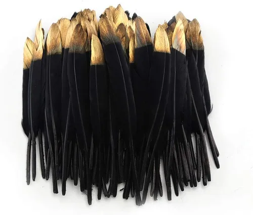Sowder - 50 plumas de ganso doradas coloridas de 3.9 – 5.9 in, para manualidades, decoración de fiestas, accesorios de ropa, plumas de pato (negro)