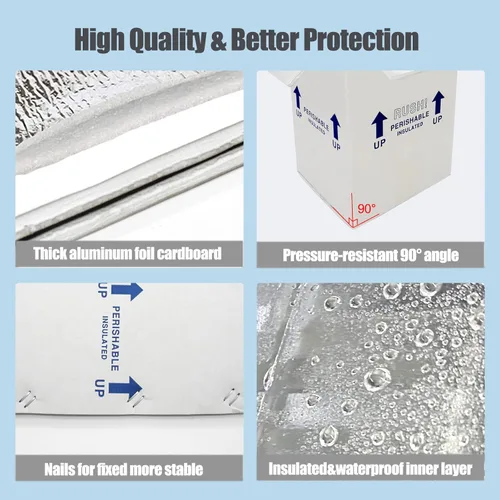 Miniatura 4 de Cajas de envío aisladas de 15 x 10 x 11 pulgadas para alimentos congelados, paquete de 4 cajas de cartón con aislamiento de papel de aluminio, caja
