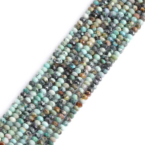 GEM-Inside - Cuentas espaciadoras facetadas con piedras preciosas naturales de África turquesa verde de 0.079 x 0.118 in para fabricación de joyas,