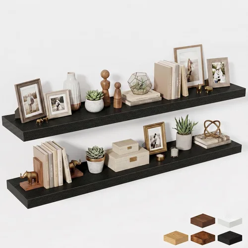 Miniatura 120 de Estantes flotantes de 48 pulgadas para pared, estante de chimenea de 10 pulgadas de profundidad, estantes flotantes de madera para pared, estantes