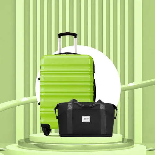 Miniatura 2 de LONG VACATION Juego de equipaje de 4 piezas de ABS hardshell TSA Lock Spinner Ruedas equipaje de mano en maleta, Manzana Verde (Apple Green), Juego