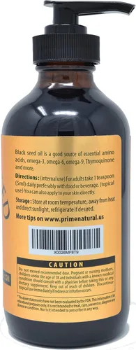 Miniatura 3 de PRIME NATURAL Aceite orgánico de semillas negras de 8 onzas Prensado en frío sin refinar alta timoquinona 1.7% certificado por USDA Origen turco