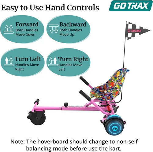 Miniatura 6 de Gotrax Hoverboard - Accesorio de asiento de kart para patineta de equilibrio automático de 6.5", 8", 8.5", 10", longitud del marco ajustable