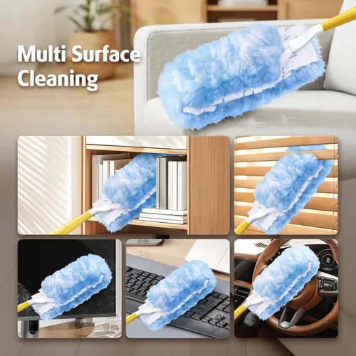 Miniatura 2 de Recambio de plumero para plumero Swiffer, 100 repuestos de plumero resistentes de 2 lados de 360°, 6 microfibras, plumeros desechables