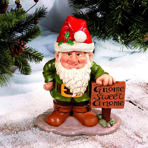 Miniatura 6 de Fun Express Estatua de gnomos de jardín para exteriores con 5 sombreros de temporada intercambiables, figuras de gnomos de resina para decoraciones