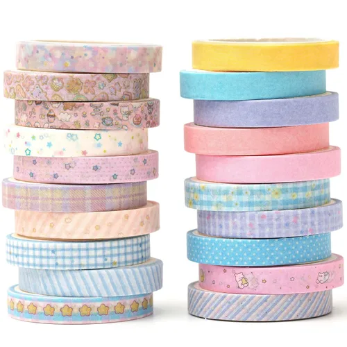 Juego de 20 rollos de cinta washi vintage, diseño retro delgado, con patrones antiguos, cintas de enmascarar para artes, manualidades, diarios,