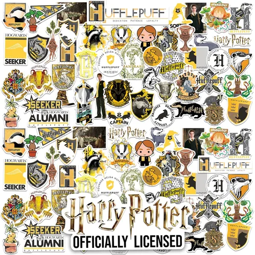 Miniatura 8 de Harry Potter Hufflepuff Theme - Calcomanías de vinilo de 50 unidades – Crestas de casa, símbolos de tejón y diseños de personajes para laptop