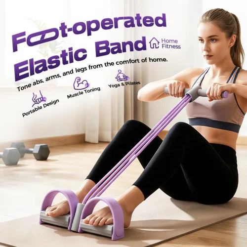 Miniatura 2 de Bandas de resistencia de pedal con asas, banda de resistencia elástica mejorada para yoga, pedal de entrenamiento manual de 6 tubos, bandas