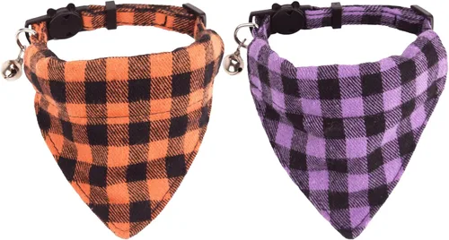 Miniatura 14 de ADOGGYGO Collares de gato con bandera americana separables con bandana extraíble, collar de bandana ajustable del 4 de julio para gatos y gatitos