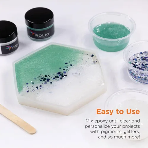 Miniatura 3 de Rolio - Kit de resina epoxi y endurecedor de 32 onzas, transparente, brillante, resistente a los rayos UV, para manualidades de bricolaje
