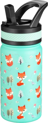 Miniatura 14 de Fanhaw Botella de agua aislada para niños de 14 onzas con tapa de pajita – Acero inoxidable de doble pared al vacío, a prueba de fugas, botellas