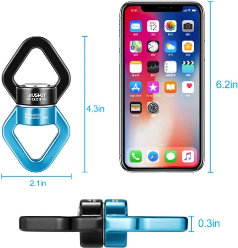 Miniatura 5 de Giradisco Negro Azul, Dispositivo Giratório de 30 kN, Accesorio de Colgar Más Seguro