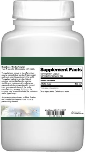 Miniatura 3 de Jugo de Alfalfa - 450 mg (100 Cápsulas, ZIN: 518842)