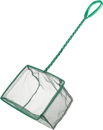 Miniatura 11 de Pawfly Red para peces de acuario con mango de metal trenzado, red cuadrada con malla fina suave de lodos de residuos de alimentos, red de limpieza