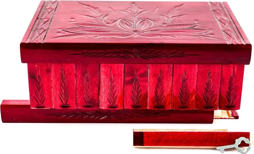 Miniatura 5 de Caja de rompecabezas de madera hecha a mano (grande) clave oculta secreta y compartimento de almacenamiento para anillos, collares, pendientes