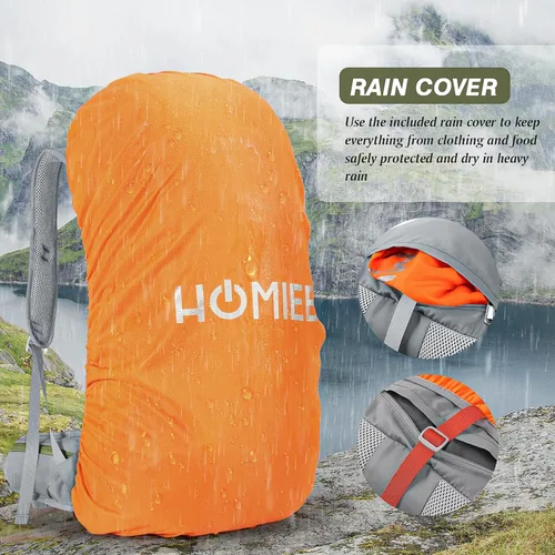 Miniatura 6 de HOMIEE 50L Hiking Backpack Travel Bag Waterproof Camping Rucksack with Rain Cover Lightweight Backpacking Backpack
