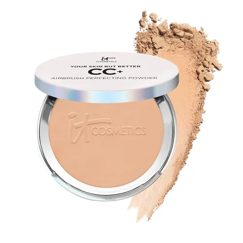 Miniatura 5 de IT Cosmetics CC+ Airbrush Perfecting Powder Foundation - Base de maquillaje en polvo prensado de cobertura ligera a completa, difumina poros