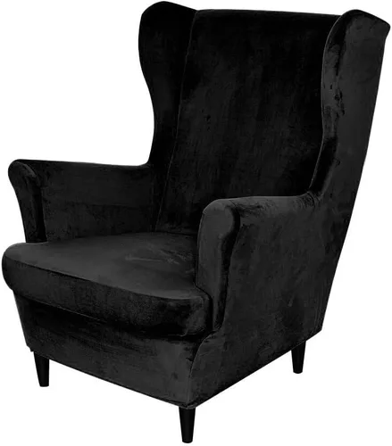 Miniatura 18 de OBCREAT Fundas para silla Wingback, 2 piezas de terciopelo elástico con respaldo de ala, fundas de sofá para silla de ala suave con parte inferior