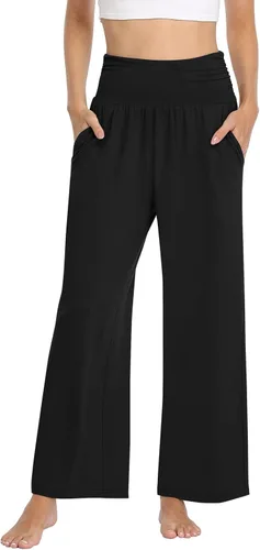 TARSE - Pantalones de pierna ancha para mujer pantalones deportivos casuales y holgados para yoga pantalones sueltos cómodos para descansar con