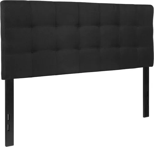 Miniatura 3 de BizChair Cabecero tapizado acolchado de tamaño matrimonial en tela negra Negro