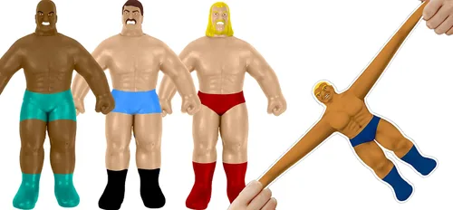 JA-RU Super Elastic Wrestlers (3 luchadores) - Figura de acción clásica retro blanda para niños y adultos, juguetes para niños. Juguete para