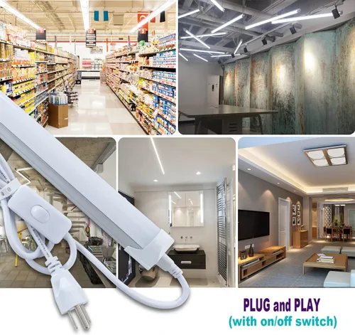 Miniatura 3 de Luminaria de tienda de 4 pies T8 LED , de 24 vatios integrado de T8 LED tubo de luz, luz blanca súper brillante 6500K, cubierta lechosa, con cable