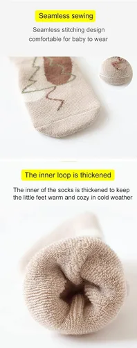 Miniatura 4 de Calcetines antideslizantes para bebés, calcetines cálidos y gruesos antideslizantes para niñas y niños, recién nacidos, 5 pares