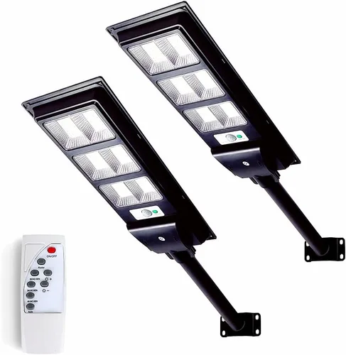 Paquete de 2 luces solares para exteriores con sensor de movimiento, 10000 lm del atardecer al amanecer, luces solares de inundación IP66, luz LED