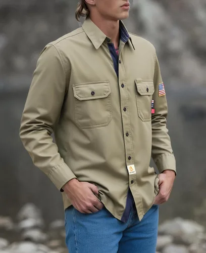 Miniatura 2 de BOCOMAL Camisas FR para hombre, resistentes al fuego, peso ligero, NFPA2112, camisa de soldadura ignífuga, acabado repelente al agua y al aceite