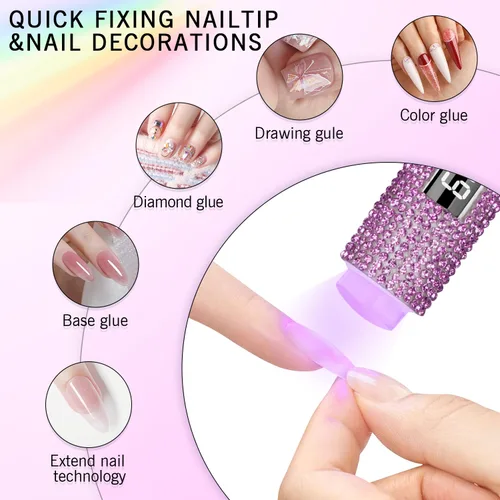 Miniatura 3 de Luz UV de mano para uñas de gel, mini luz UV con purpurina para uñas, lámpara de uñas portátil inalámbrica para uñas de gel X de curado rápido