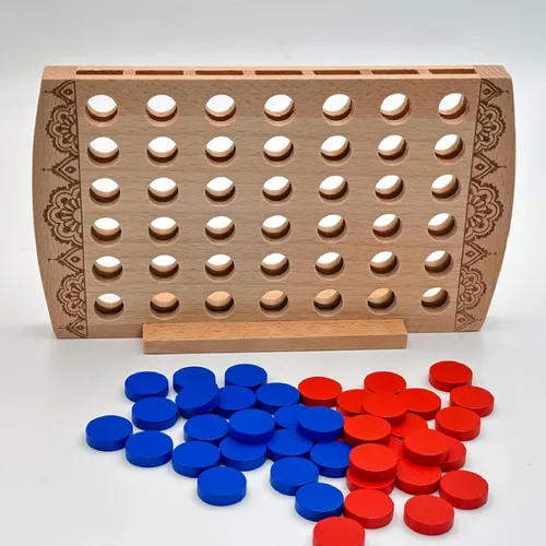 Miniatura 3 de Juego de madera 4 en una fila, decoración de mesa auxiliar, juego de estrategia clásico, juegos de mesa familiares, juguetes de regalo para niños