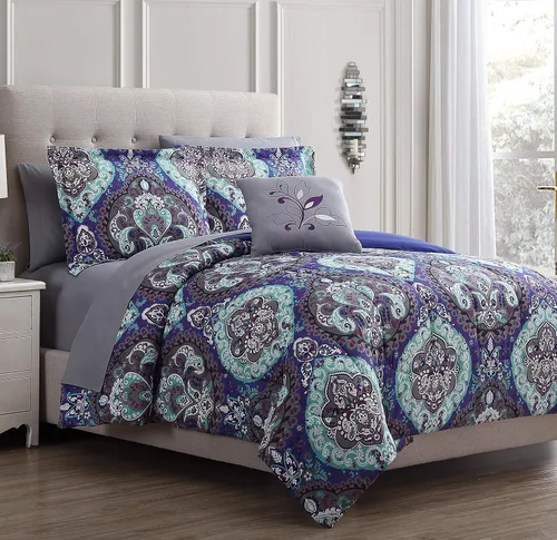 Miniatura 10 de Modern Threads - Juego de edredón de la colección Granada - Microfibra reversible - Elegante juego de cama estampado - Incluye edredón, sábanas