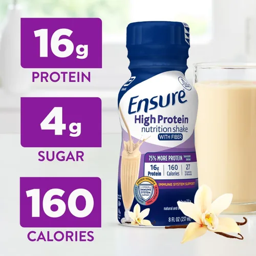 Miniatura 2 de Ensure Batido nutricional con alto contenido de proteínas con fibra, 0.56 oz de proteína, batidos de reemplazo de comidas, con nutrientes