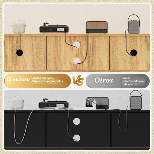 Miniatura 4 de SUPERJARE Soporte de TV bohemio para TV de 65 pulgadas, centro de entretenimiento con estante ajustable, consola de TV de ratán con 2 gabinetes