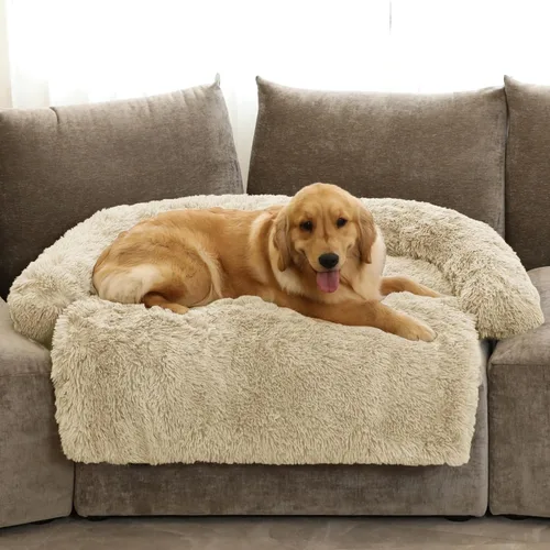 Miniatura 67 de Cama calmante para perro, tapete de felpa esponjoso para perros con protector de muebles con funda extraíble lavable para perros y gatos grandes