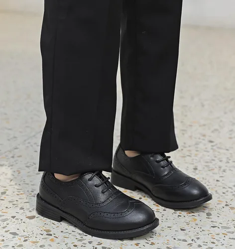 Miniatura 6 de DADAWEN Zapatos Oxford clásicos de cuero con cordones para niño, zapatos Oxford cómodos para uniforme escolar, boda, iglesia, zapatos de vestir
