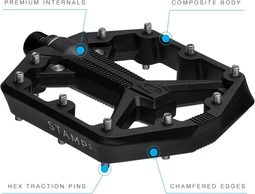 Miniatura 2 de Crankbrothers Stamp Pedales Planos MTB - Pedales de Bicicleta Ligeros, Versátiles y Duraderos de Tamaño Específico Negro